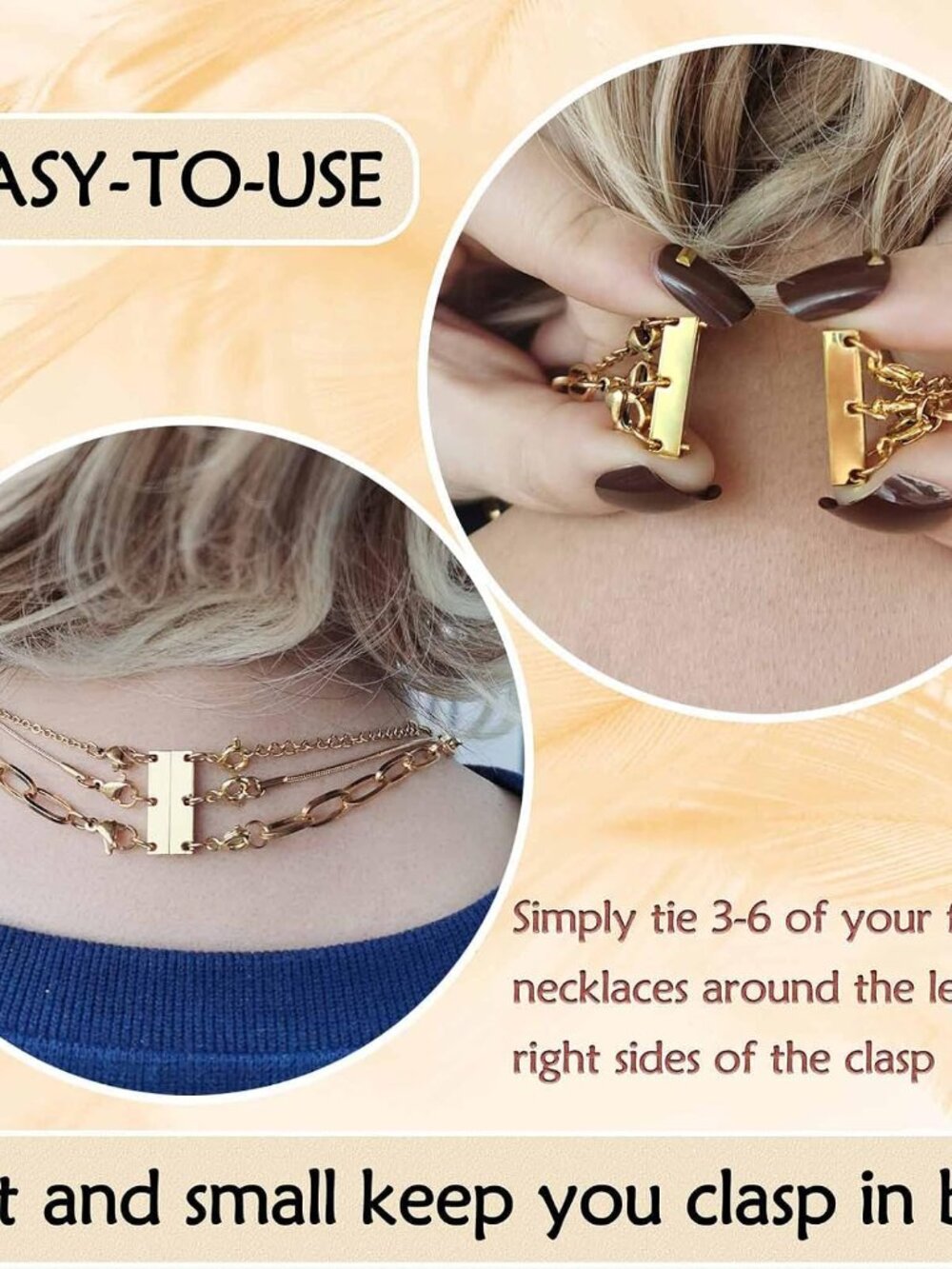 Necklace Layering Clasp Separator, Strong Magnetic - Picture 2 of 6